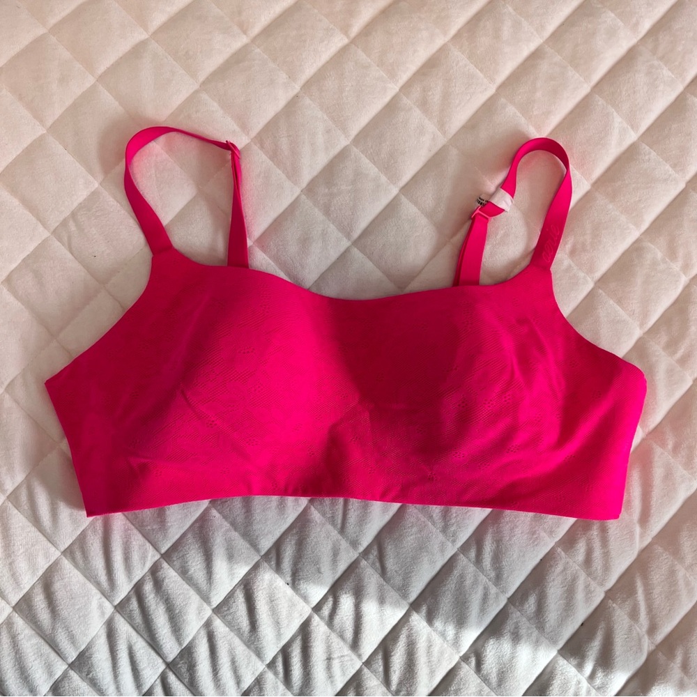 NEW Aerie Smoothez Scoop Bralette in neon pink size medium